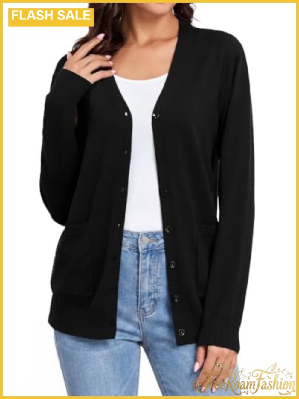 Lightweight Button Down Cardigan Sweater with Pockets